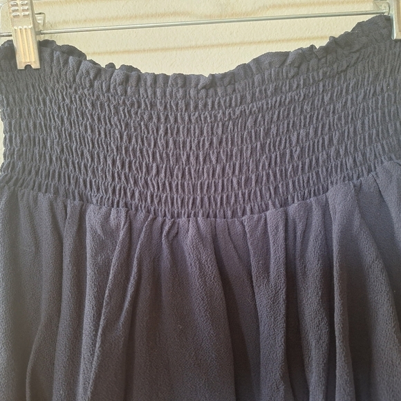 Maje Jaglia Tiered Skirt Navy/Black Lace Trim Smocked Waist Womens Size M - Picture 3 of 9